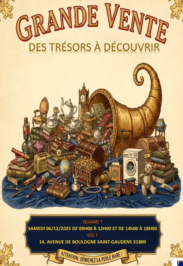 Grande vente Emmaûs samedi 6 décembre 2025.