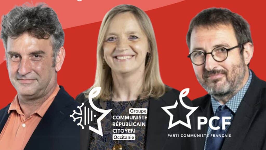 Jérôme Monamy, Carole Hoffmann, Pierre Lacaze, conseillers régionaux Occitanie du groupe Communiste Républicain et Citoyen.